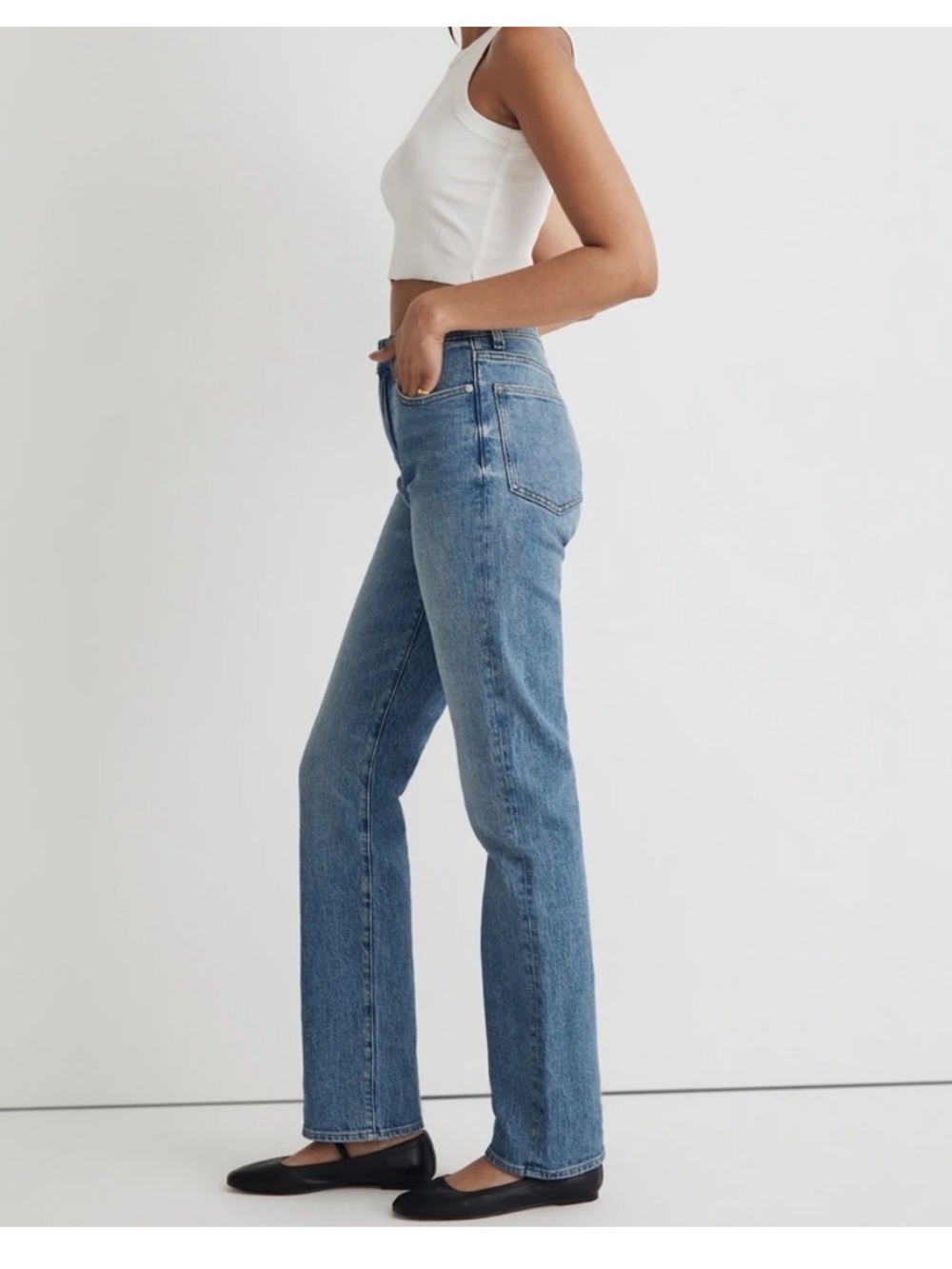 Madewell 90s Straight Jeans 24 Enmore Wash High Rise Raw Hem - Picture 2 of 12